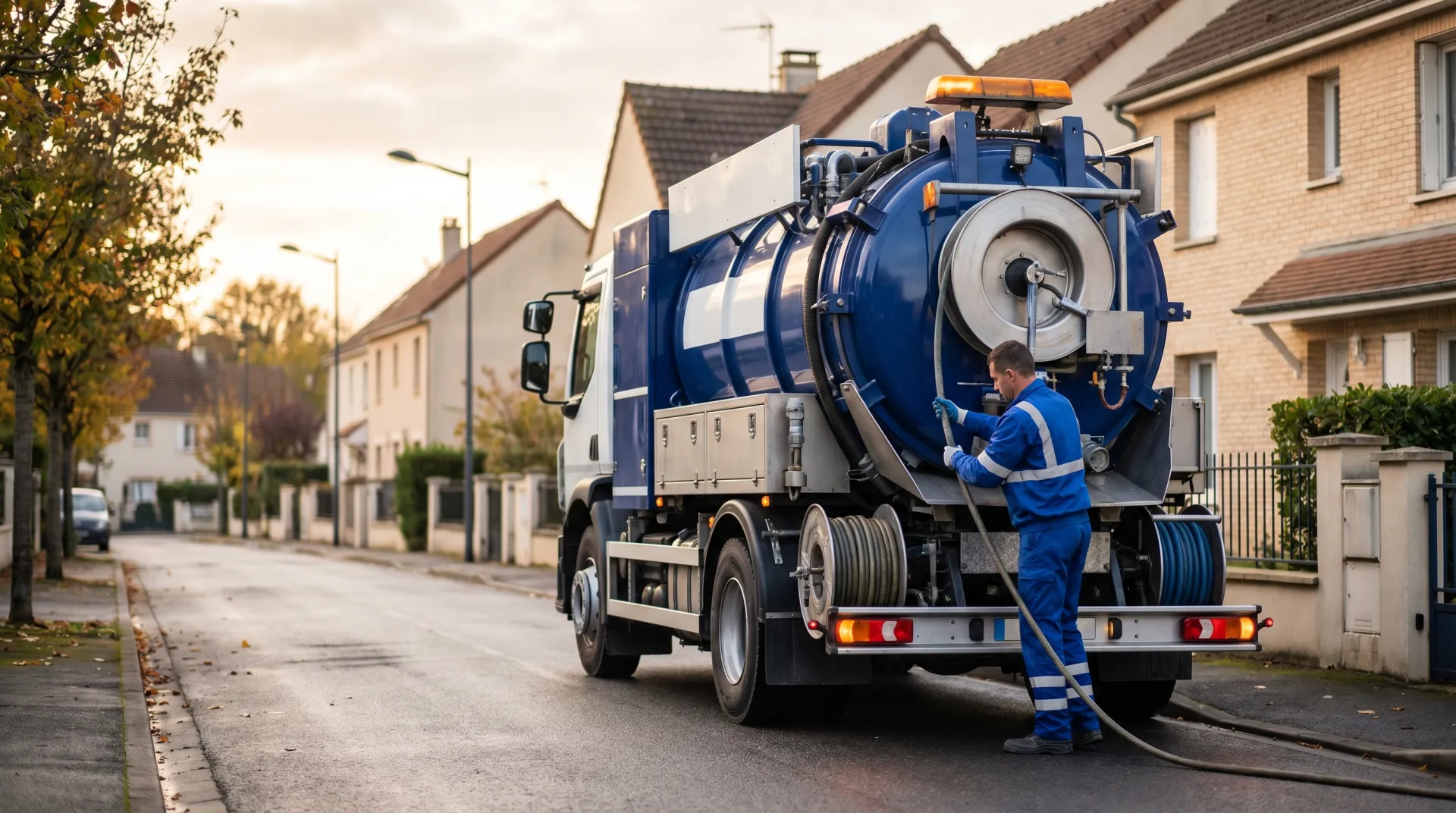 Camion hydrocureur Hydronet en intervention dans le Val-d'Oise